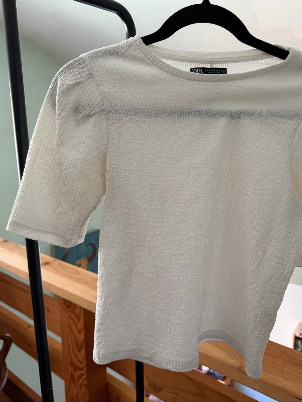 Zara Ivory Textured Short Sleeve Tee